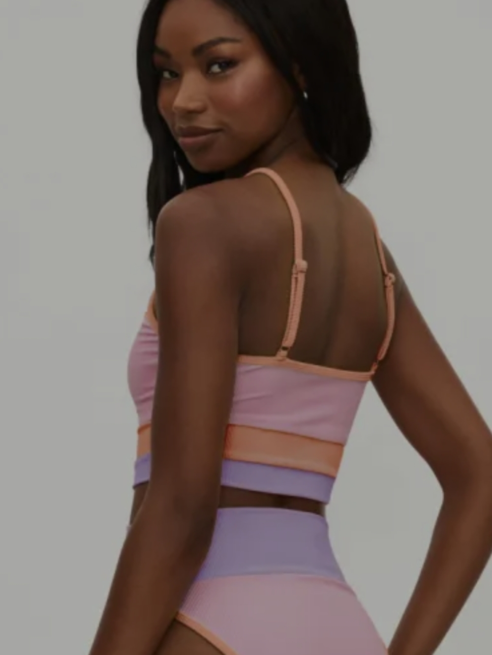 NWOT Beach Riot Women's Colorblock Ribbed Bralette Swim Too Pink & Lavender